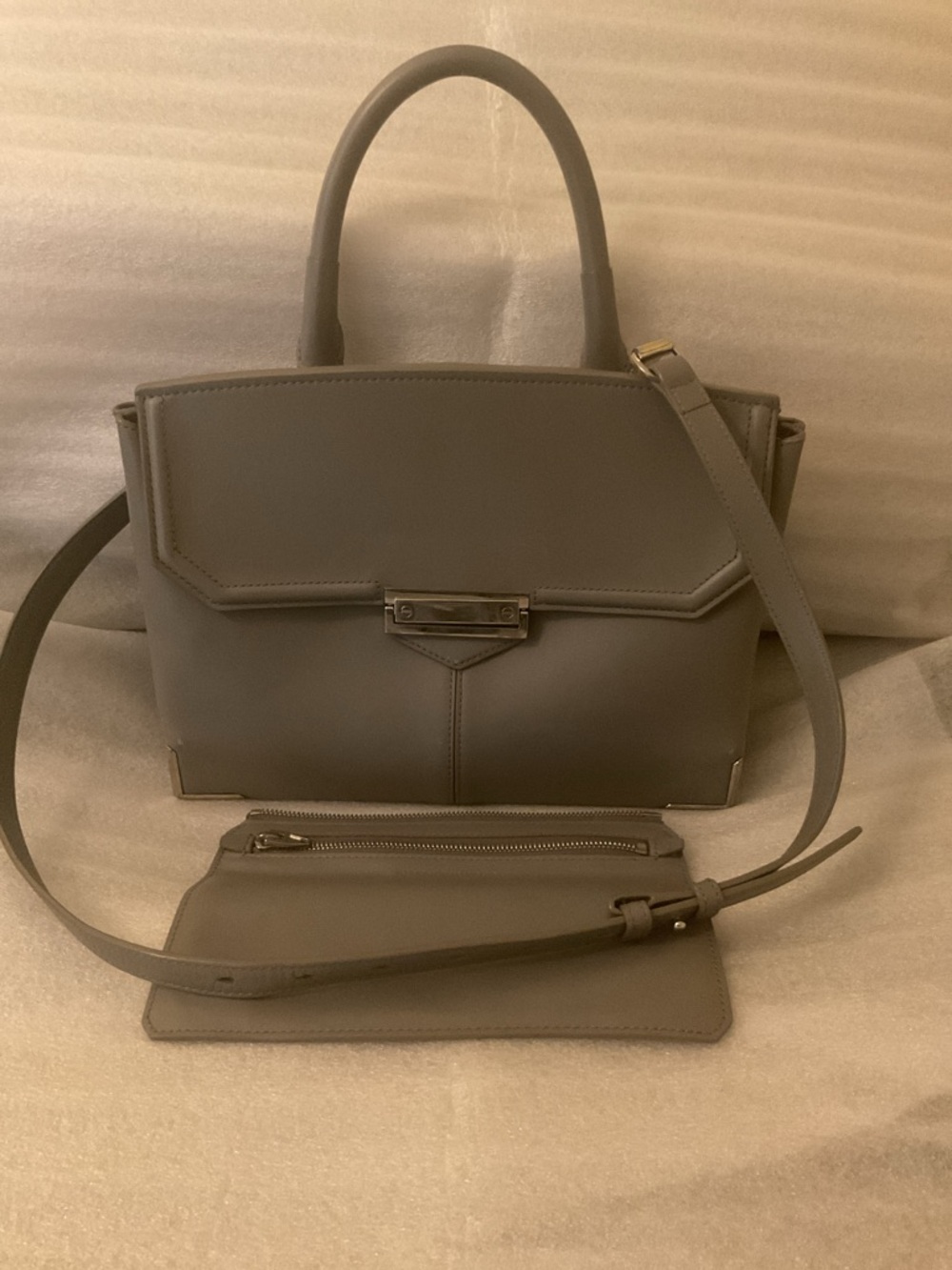 Alexander Wang Prisma Skeletal Satchel Gray Leather Structured Architectural Bag